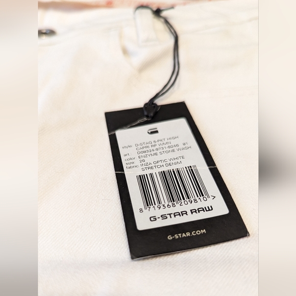 G-SAR RAW white Capri jeans 26 - Picture 2 of 6